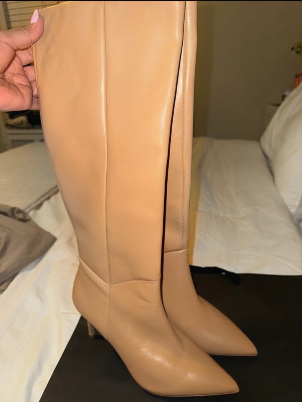 Aldo Tall Pointed-Toe Over-the-Knee Boots in Camel